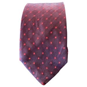 Ermenegildo Zegna 100% Silk Tie Burgundy Red Geometric Dot Pattern Made in Italy